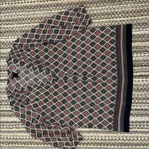 ANN TAYLOR BOHO V-NECK BLOUSE MIXED MEDIA SZ-SP